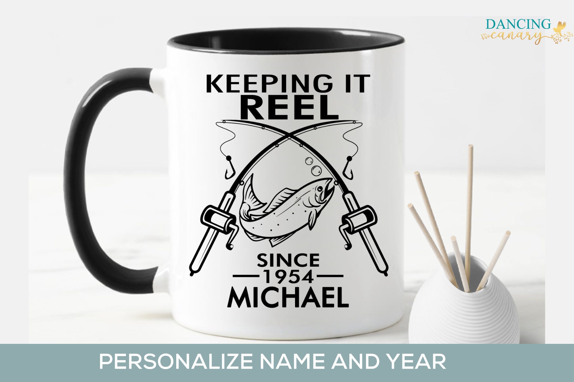 Personalized 70th Birthday Gift for Men, Funny Fishing Coffee Mug