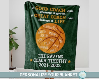 Basketball Coach Gift for Men or Women, A Good Coach Can Change a Game Blanket, Thank You Present, End of Season Basketball Gift from Team