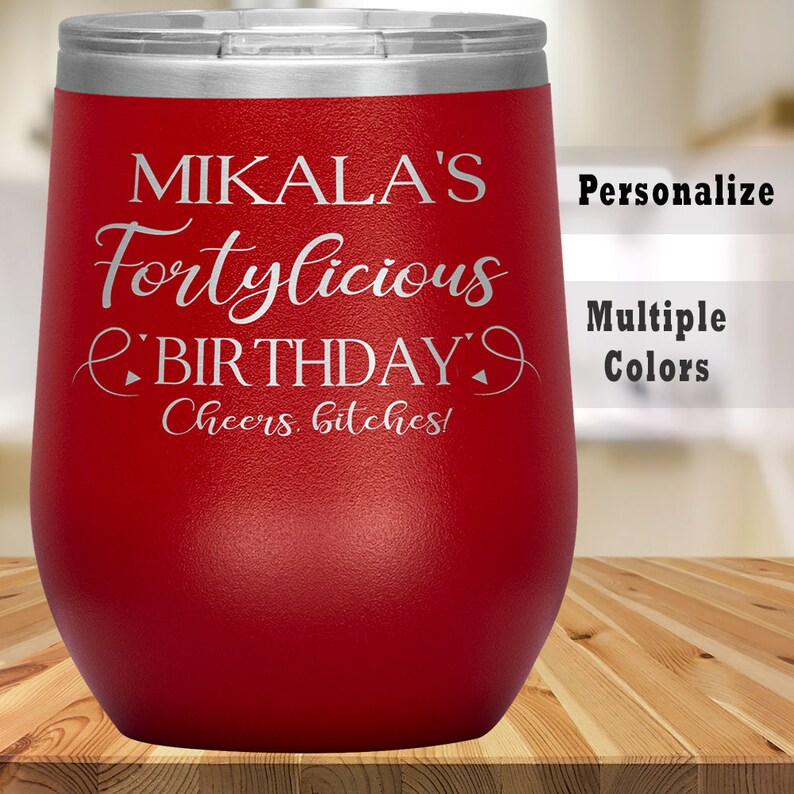 40th Birthday Wine Tumbler for Women Personalized Etsy