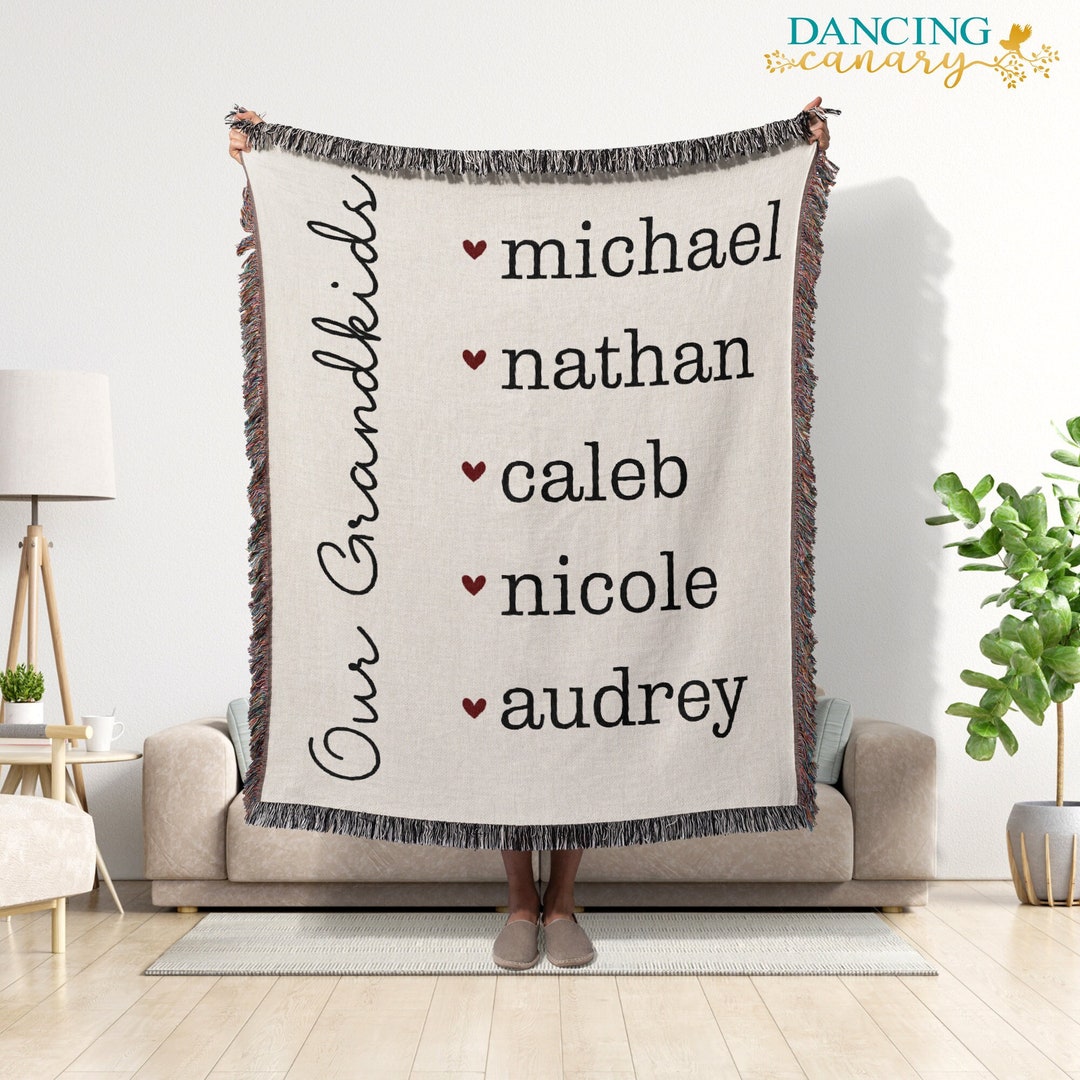 Grandparents Gift Grandma Blanket With Grandkids Names Mother's Day