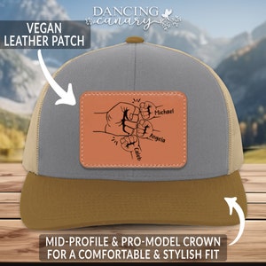 Dad Fist Bump Hat Father&#39;s Day Gift from Kids Personalized Dad and Baby Trucker Hat Husband Son Birthday Christmas Present New Dad Gift