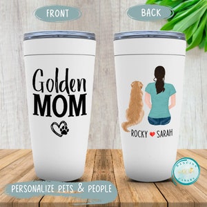 Golden Mom Tumbler, Retriever Lover Personalized Gift, Dog Mom Birthday Gift for Daughter, Wife, Girlfriend, Sister, Mom, Pet Adoption Mug