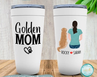 Golden Mom Tumbler, Retriever Lover Personalized Gift, Dog Mom Birthday Gift for Daughter, Wife, Girlfriend, Sister, Mom, Pet Adoption Mug