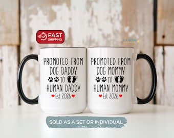 New Parent Congratulations Pregnancy, New Mom and Dad Gifts, Dog Mom and Dad, Expecting Parents Mugs Set, Baby Shower Present*