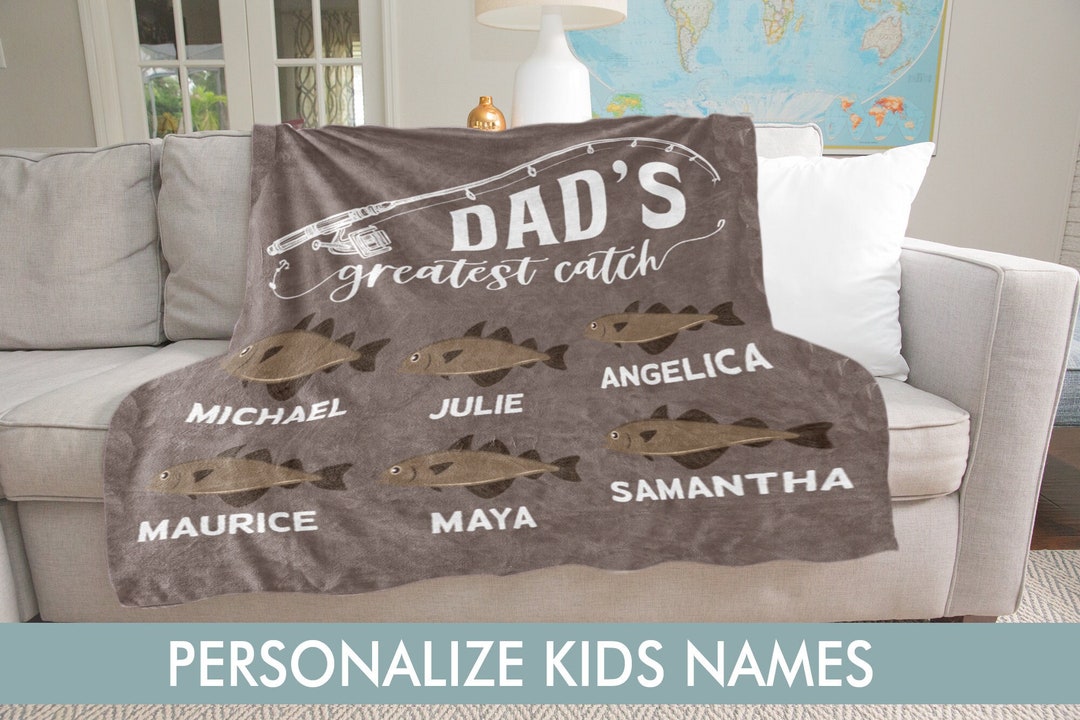 Dad Fishing Blanket, Personalized Father's Day, Birthday or
