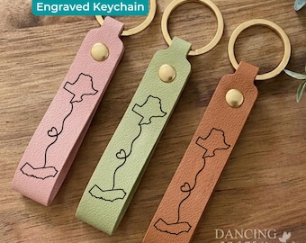 Sister Gift Personalized State Keychain Long Distance Sister Gift Engraved Keychain Birthday Gift for Sister Moving Away DC-26-341