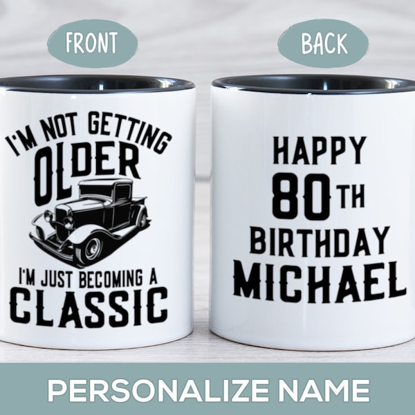 Personalized Funny 80th Birthday Gift for Men, Happy Birthday Mug, Classic 80 Year Old Grandpa, Dad or Uncle Present, Born in 1942 Cup