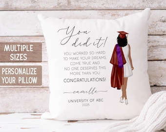 Personalized Graduation Pillow for High School or College Senior Girl Grad Congratulations Gift DC-25-083