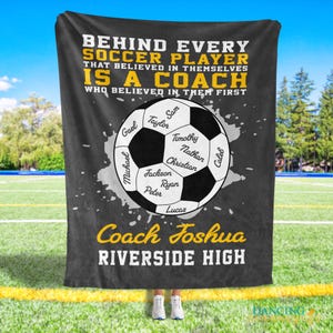 Soccer Team Coach Blanket Soccer Coaches Appreciation Gift Personalized Soccer Coach Throw Sports Coach End of Season Present DC-25-272