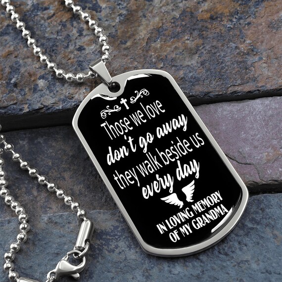 Grandma Loss Dog Tag Necklace Loss of Grandmother Sympathy Etsy