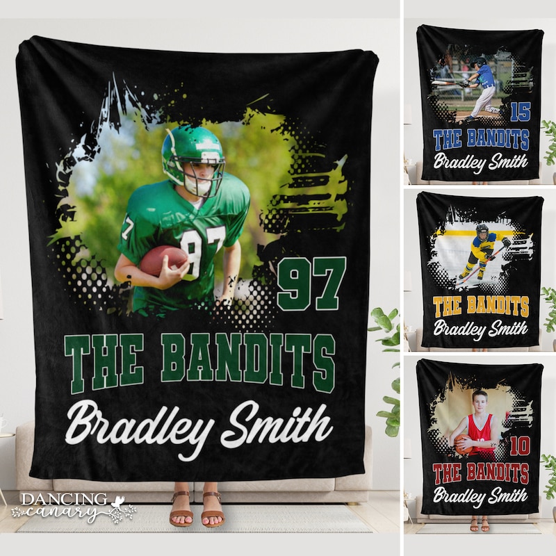 Personalized Blankets Sports Custom Gift Football High School Sport Blanket College Senior Awards Captain Appreciation Gift Player Christmas