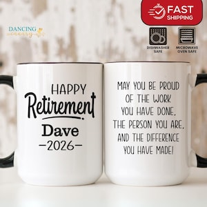 Personalized Retirement Gift for Men, Boss, Coworker Retiring Gift, Mug for Retired Dad, Husband, Uncle, Friend, Happy Retirement 2026 Mug