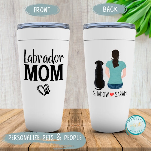 Black Lab Mom Tumbler, Dog Lover Gift Personalized, Labrador Mom Mug, Pet Owner Gift for Daughter, Wife, Girlfriend, Sister, Dog Mama Cup