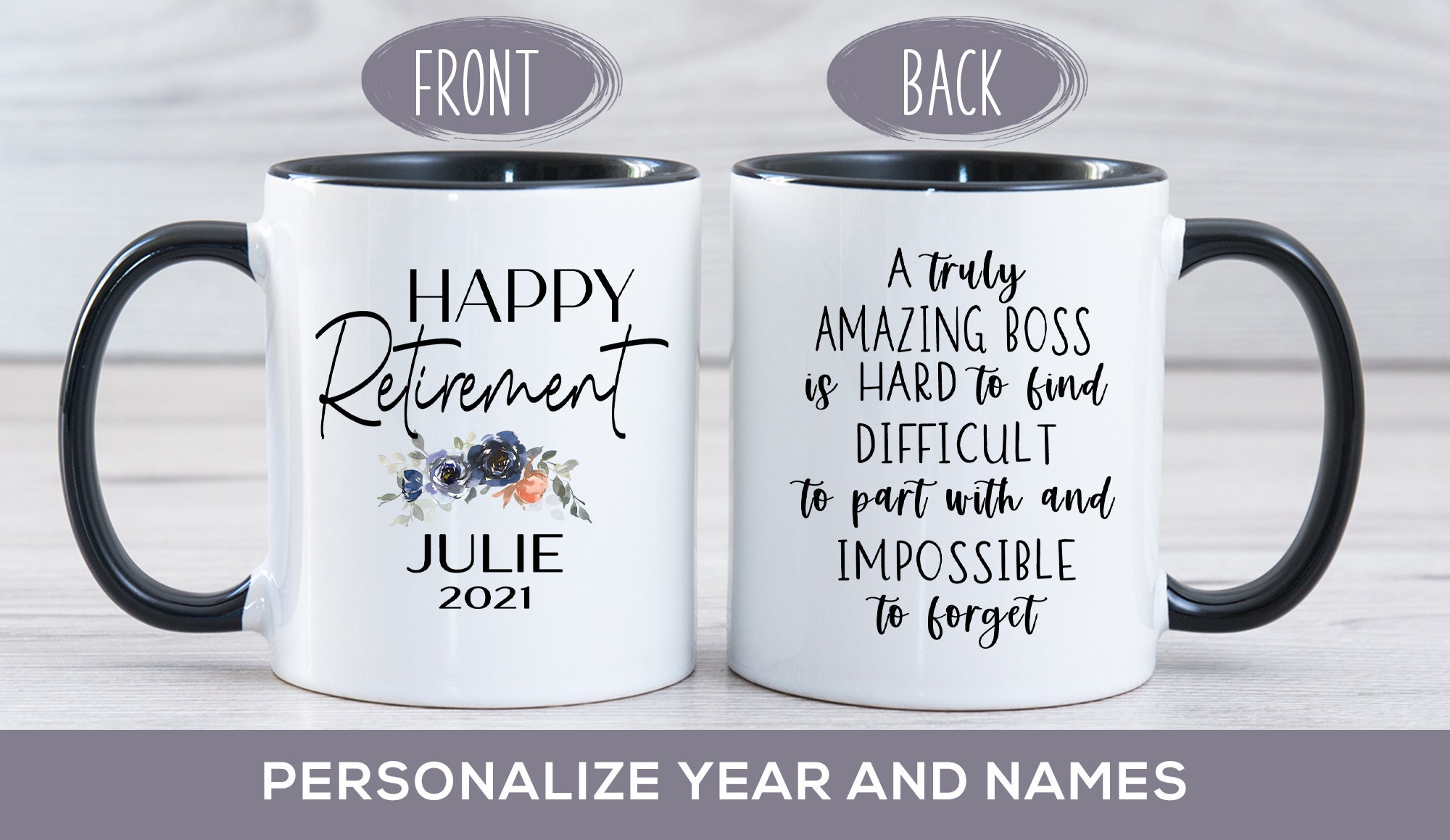 Boss Retirement Gift for Her Happy Retirement 2021 Floral Etsy