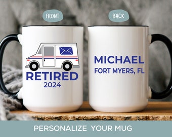 Postal Worker Retirement Gift Retired Mail Carrier Gift For Men or Women Personalized Postman Mug Dad Mom Friend Husband Retirement Party