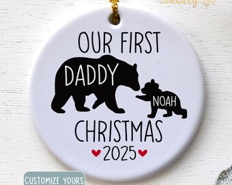 New Dad First Christmas Daddy and Baby Bear Ornament New Dad Gift Personalized Family Ornament, Dad Est 2025 from Wife Daughter Son