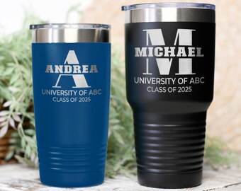 College Graduation Gift for Him Her Personalized Class of 2025 Grad Monogram Tumbler Son Daughter Grandson Graduation Party Present