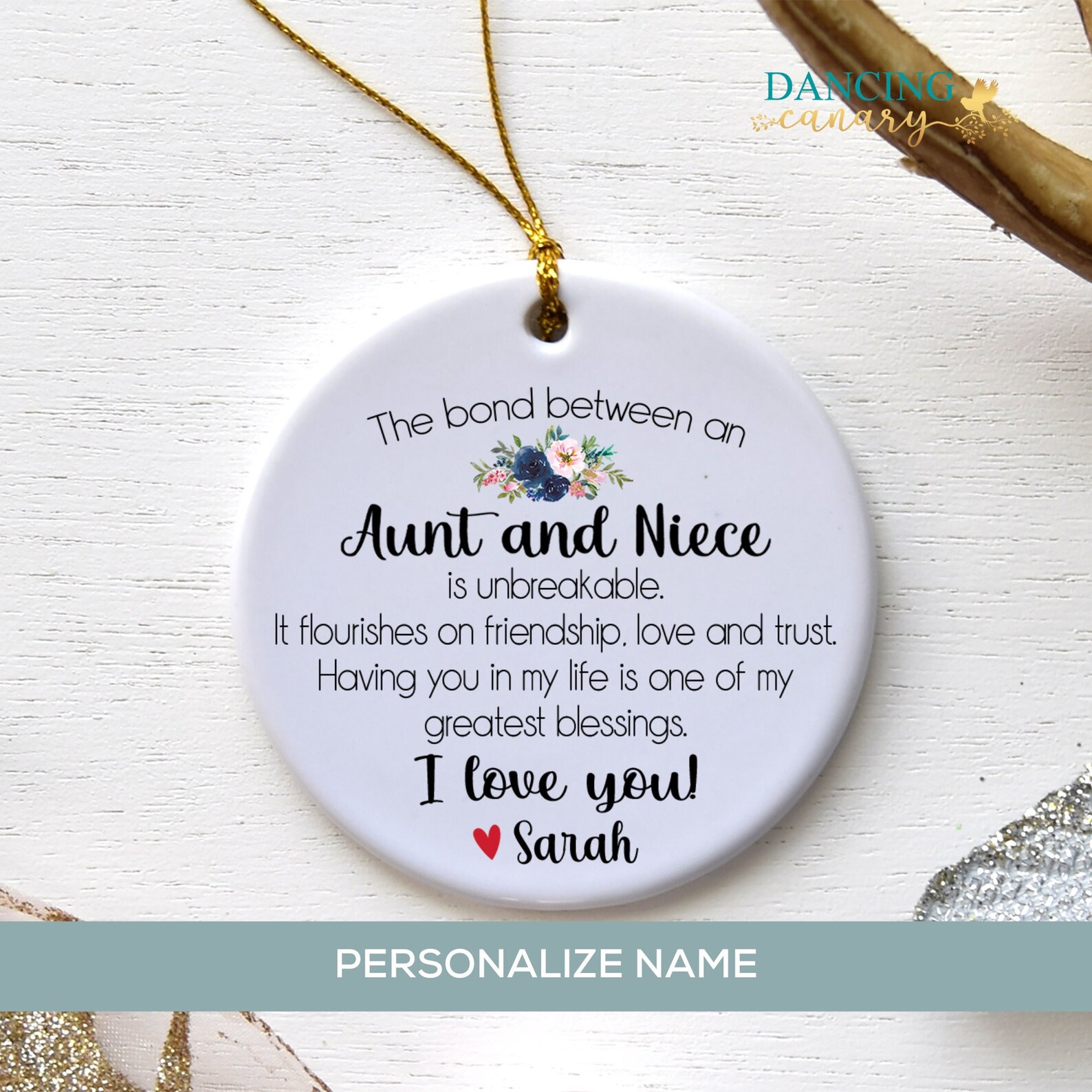 Personalized Aunt Gift From Niece, Auntie or Niece Christmas Ornament ...