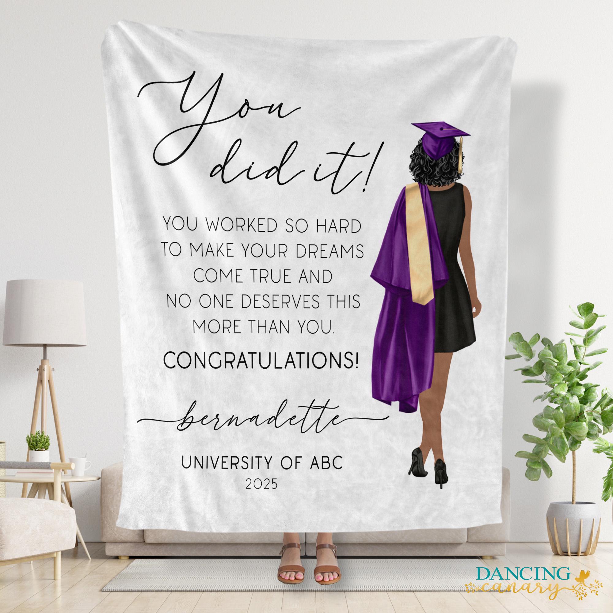 Personalized Graduation Blanket for Her High School or College Graduate Gift Senior Class of 2025 Throw Blanket Girl Grad Keepsake DC-25-082