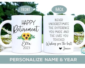 Personalized Retirement Gifts for Women,  Retirement Mugs 2023, Retirement Cup Friend, Mom, Sister, Coworker, Boss, Teacher, Nurse, Doctor
