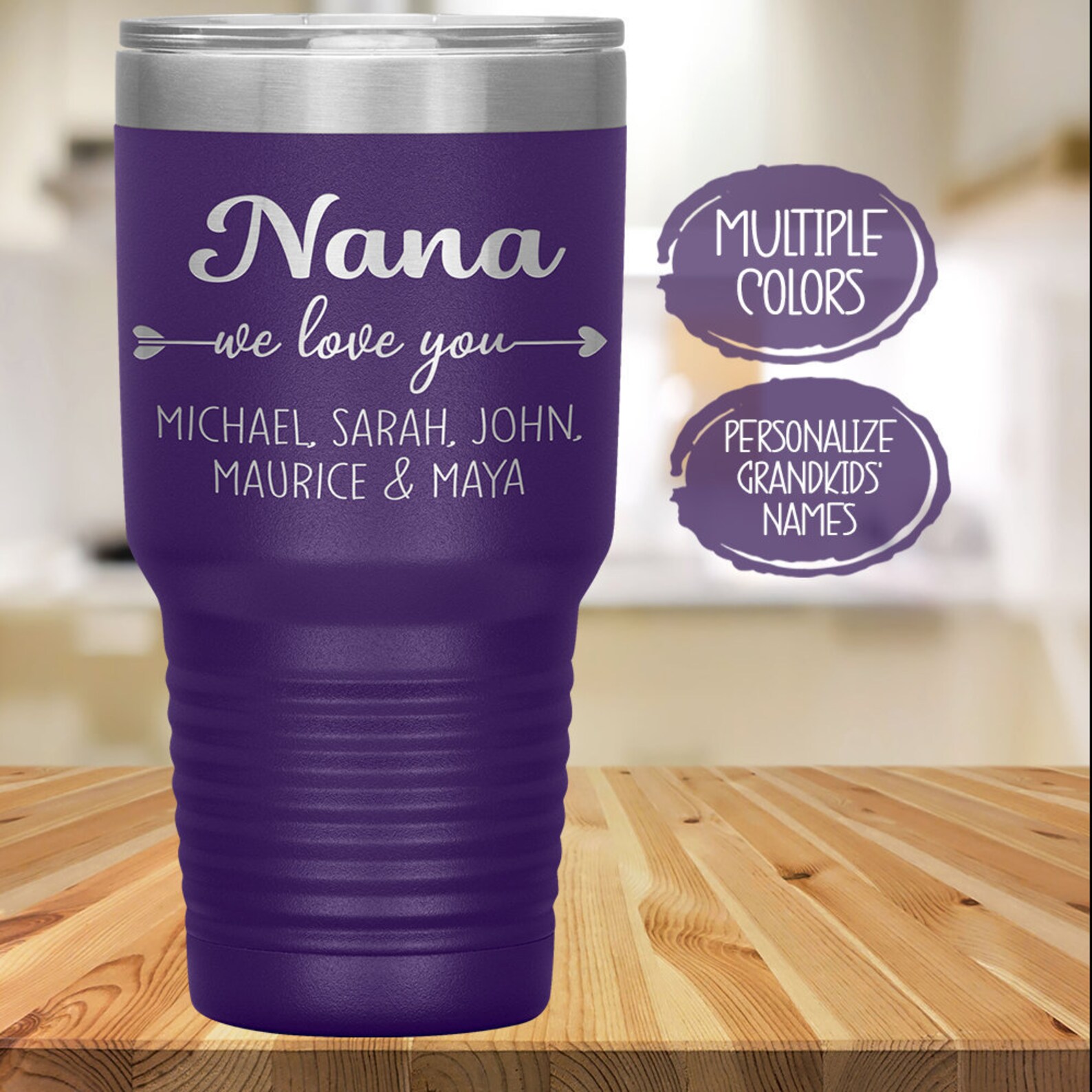 Nana Tumbler with Grandkids Names Personalized Mother's Etsy