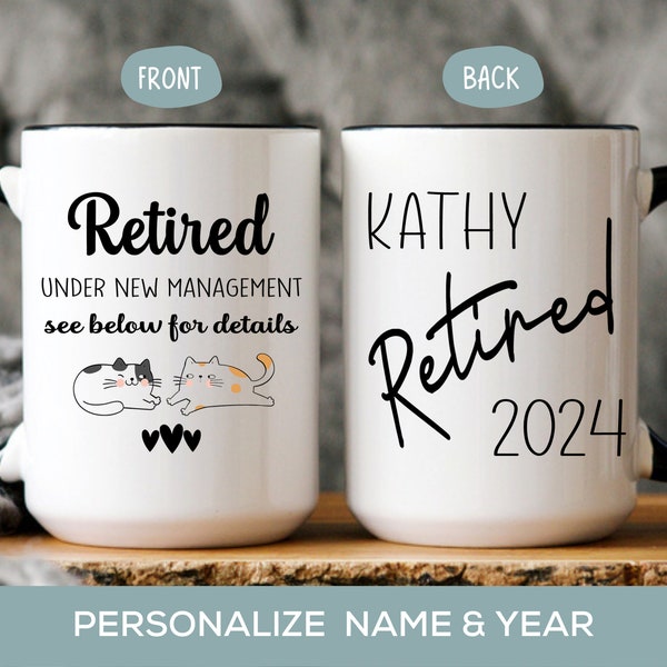 Cat Lover Retirement Gift for Women, Personalized Retired Pet Mom Funny Mug, Friend, Boss Coworker, Sister Retirement Party Gift