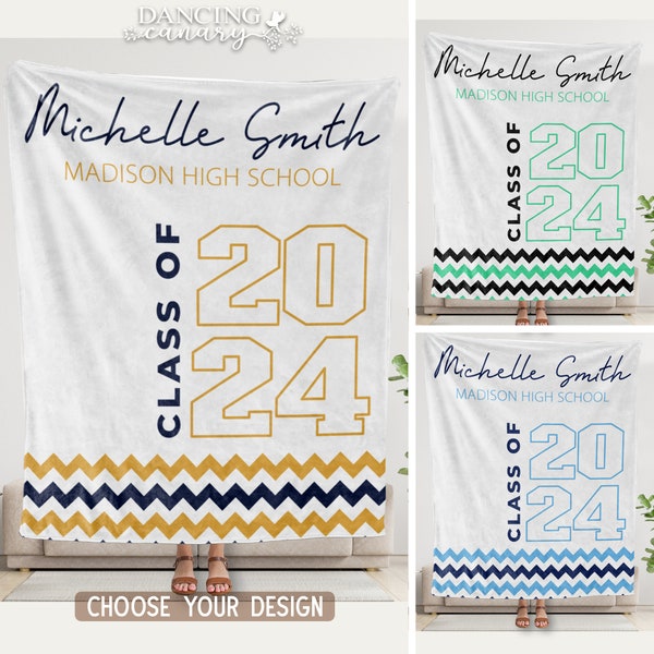 Custom Graduation Blanket for Her College High School Graduate Gift Niece Daughter Sister Granddaughter Grad Party Gift Class 2024 Blanket