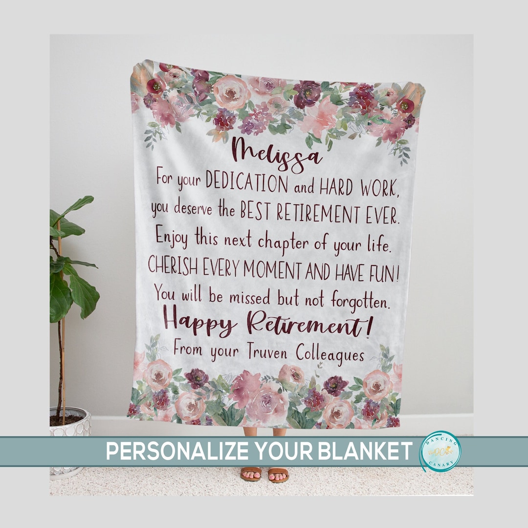 Personalized Retirement Blanket for Women, Boss or Coworker Farewell