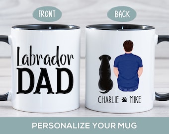 Black Lab Dad Mug, Personalized Dog Lover Gift, Labrador Dad Mug, Pet Parent Gift for Son, Husband, Boyfriend, Brother, Dad, Dog Owner Mug