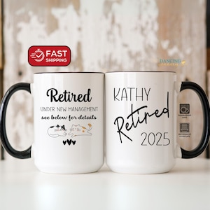 Cat Lover Retirement Gift for Women, Personalized Retired Pet Mom Funny Mug, Friend, Boss Coworker, Sister Retirement Party Gift