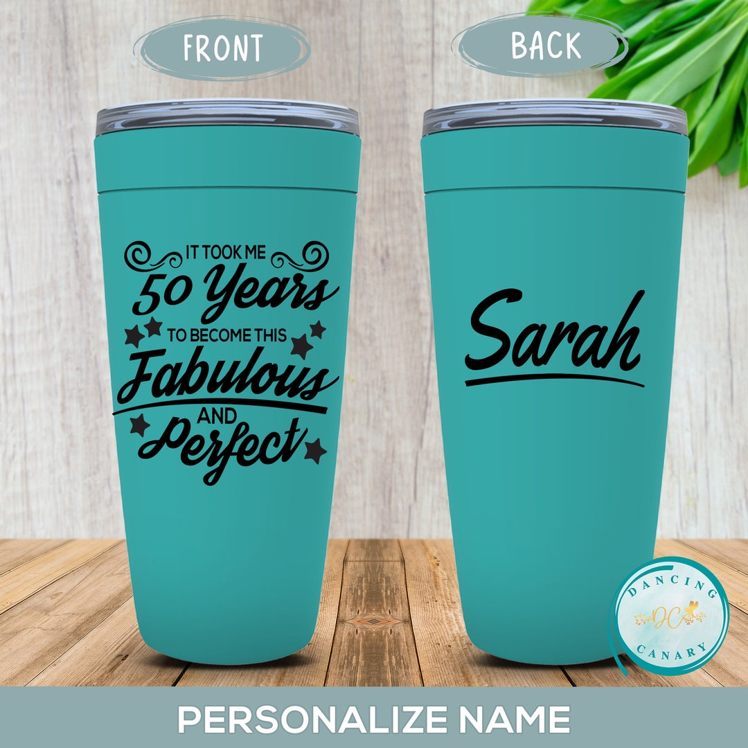 Personalized 50th Birthday Gift for Women, 50 and Fabulous Funny Tumbler, Gift for 50 Year Old