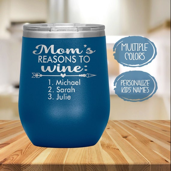 Mom's Reasons to Drink Tumbler, Funny Mother's Day Gift for Mom, Wife,  Friends, Personalized Present From Daughter, Mother Birthday Wine Cup 