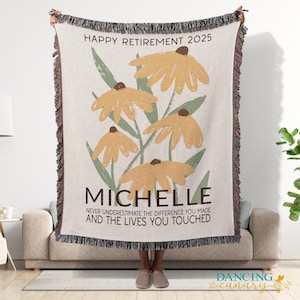 Retirement Floral Blanket Women Retirement Gift Coworker Farewell Gift Retiring Boss Custom Throw Employee Retirement Present DC-25-233