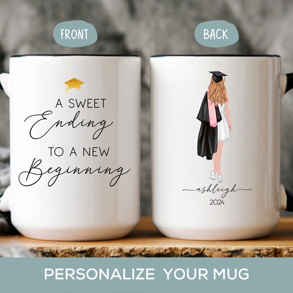 Women Graduation Gift for Her Personalized 2024 Bachelor Degree Graduate Mug Daughter Granddaughter Graduation Party Present College Grad