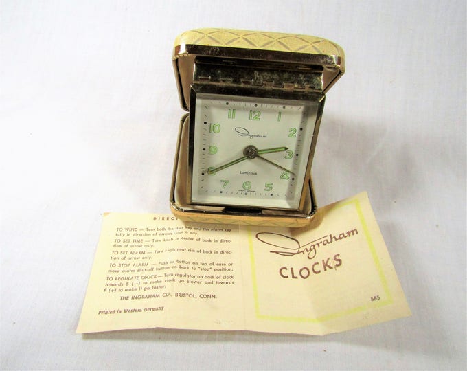 Vintage Ingraham Luminous Travel Alarm Clock Wind up Clock West Germany Etsy