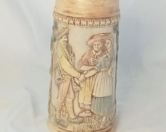 Vintage Hand painted Ceramic Beer Stein Mug