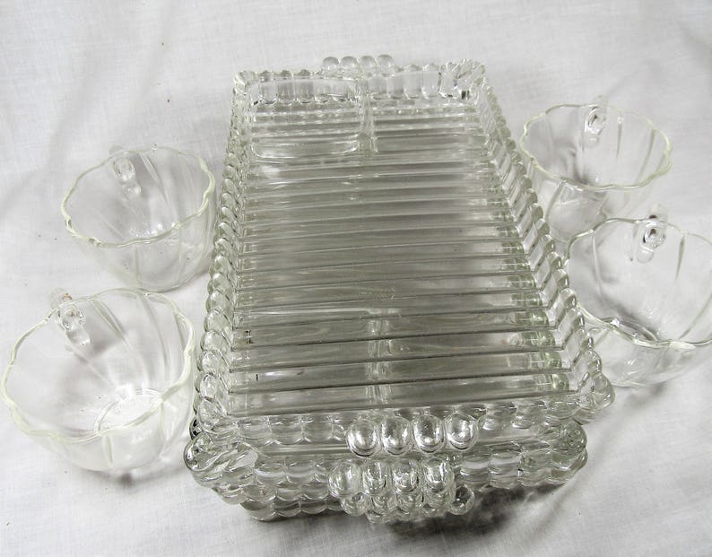 Vintage Anchor Hocking Glass Berwick Boopie Smoke and Sip Snack Trays Set of 4 8 piece set image 10