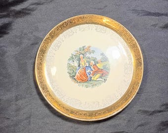 Vintage Sabin Crest-O-Gold 7" Decorative Plate with Victorian Couple