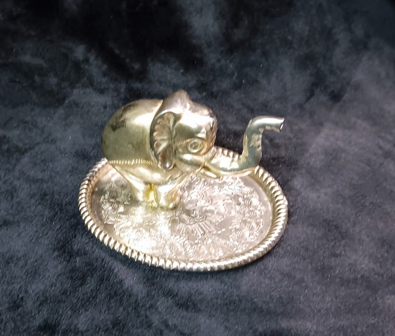 Vintage Silver Plated Elephant Ring Holder - image 1