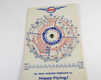 Enco Humble Oil & Refining Company Aviation Flight Calculator Wheel