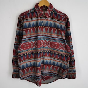LL Bean Shirt Vintage 90s LL Bean Navajo Design Button Shirt Made In USA Women&#39;s Size M
