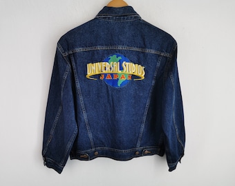 L- Vintage 90s Universal Studios JAPAN Rare Denim Embroidered