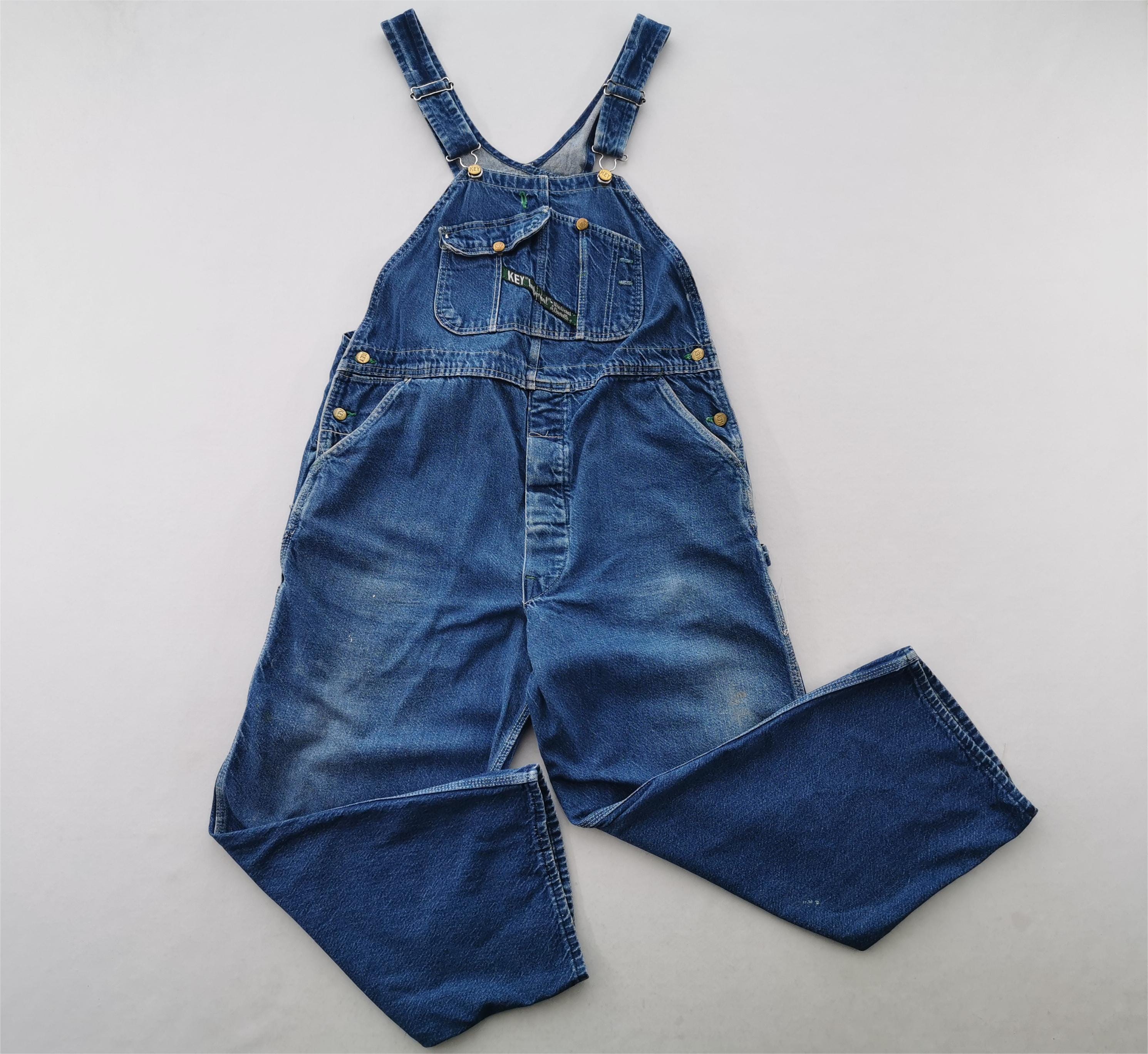 Vintage 90's Key Imperial Denim Overalls Made In Japan Size M Waist 40