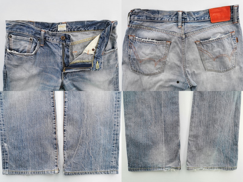 Edwin 505 Jeans Slitna Vintage Storlek 32 Edwin Denimbyxor Edwin 505 Tillverkade i Japan Denimjeans Storlek 34/35x31 bild 6