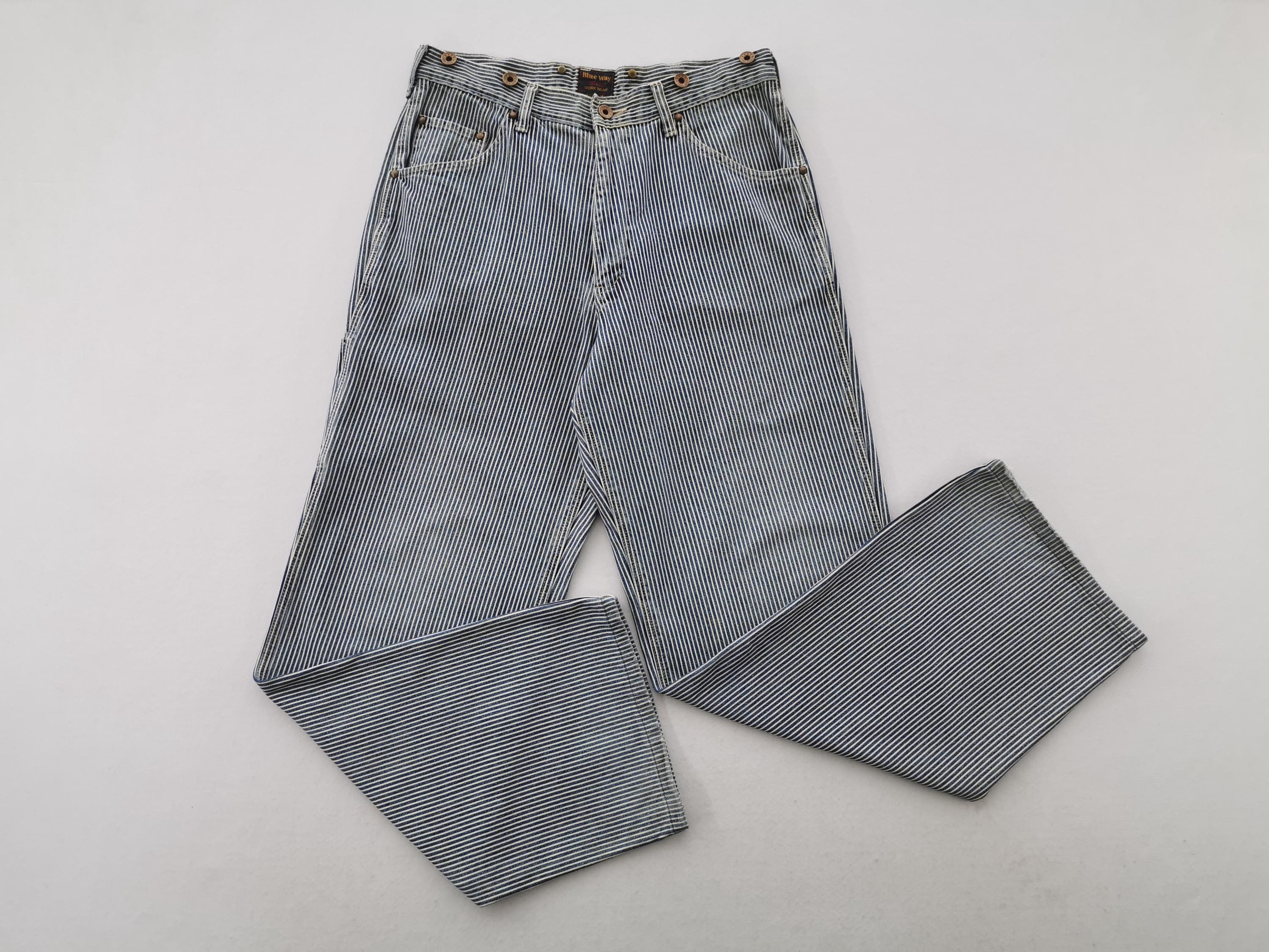 Blue Way Jeans Vintage 90's Blue Way Hickory Cargo Denim Workwear