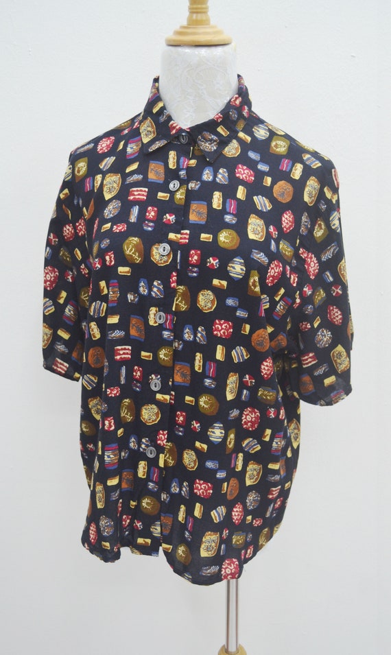 Tracy Evans Shirt Vintage 90s Tracy Evans Multico… - image 2