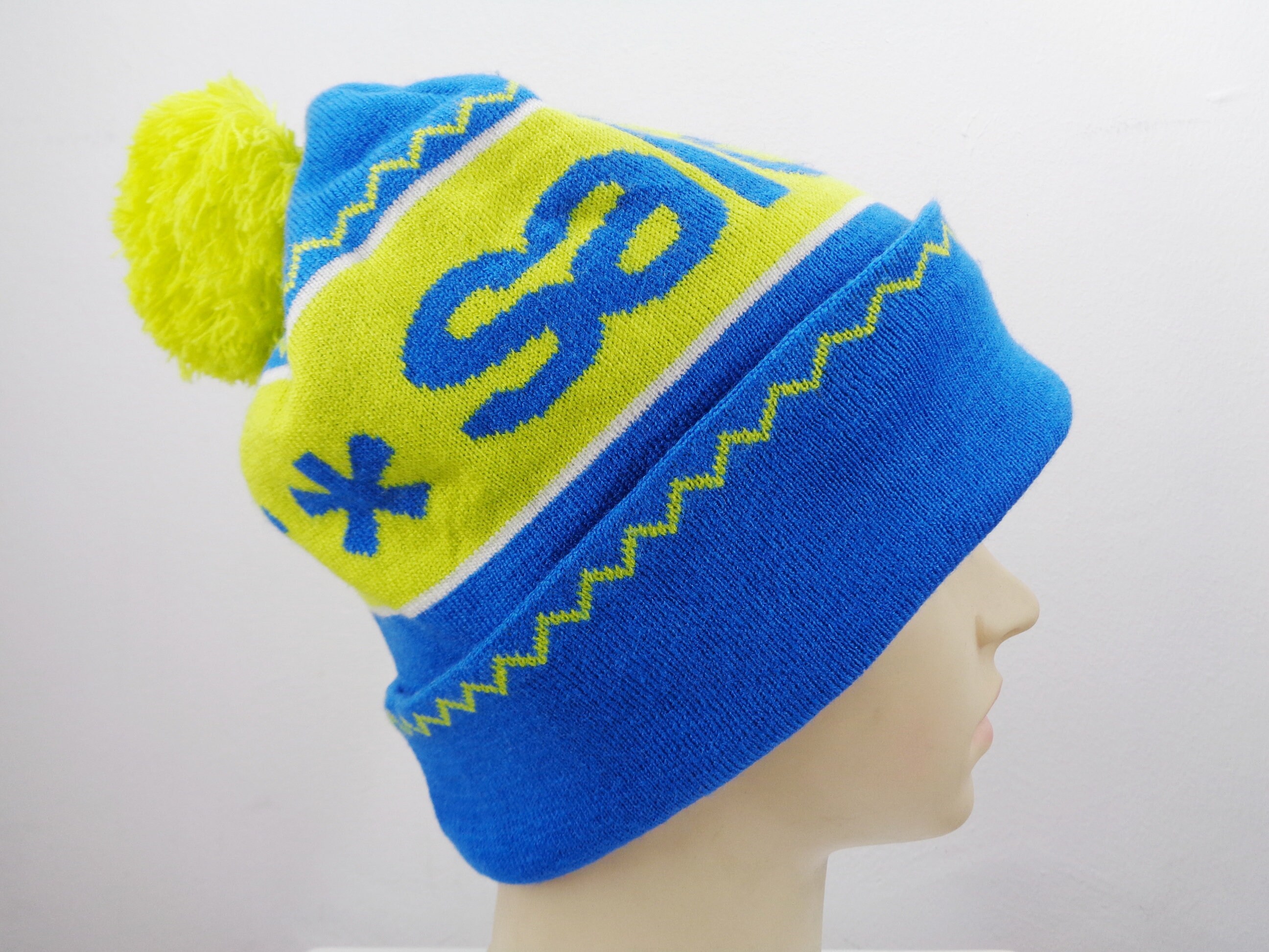 NWOT Vintage Salomon Knit Ski Beanie/ Hat White and Yellow Scalloped Hem RARE! Salomon Beanie Salomon Winter Hat Salomon Spellout Knit  main image 2