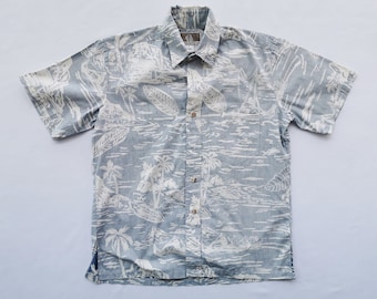 Vintage Kalaheo Hawaiian Made In USA Over Print Button Hawaii Shirt Size S