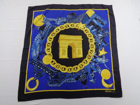 Celine Scarf Vintage Celine Silk Scarf Celine Geom