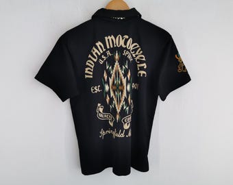 Indian Motorcycle Shirt Vintage Indian Motorcycle U.S.A. Spirit Polo Shirt Size M